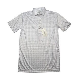 Collars & Co. Firm Dress Collar Polo Shirt Men’s Small White/Purple Checked NEW